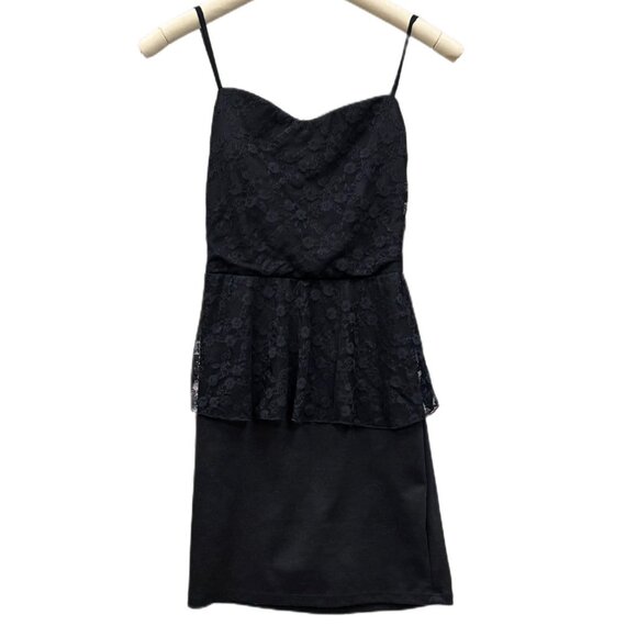 Guess MSRP $74 Strapless Black Lace Overlay Cocktail Dress Shirred Back Medium - Picture 1 of 8